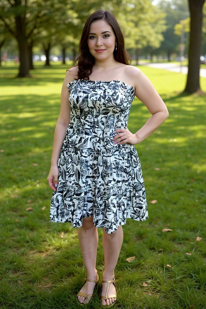 Madisyn Strapless Shirred Dress - Dalton Print