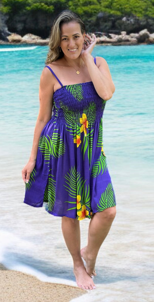 Shirred Dress Ava Print Strap