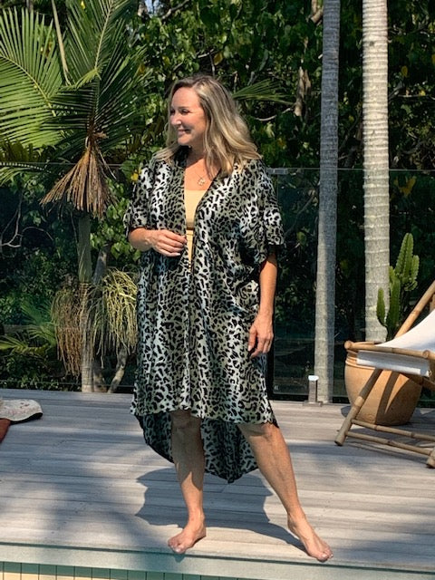 Animal print kimono dress discount
